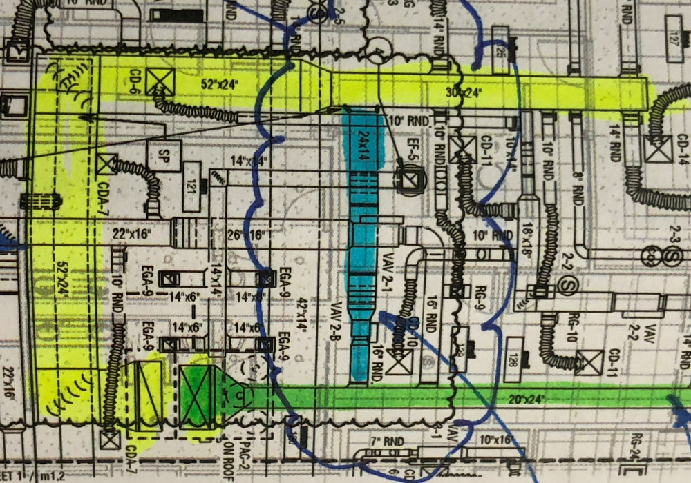 Expert witness reviewing mechanical system evidence for court